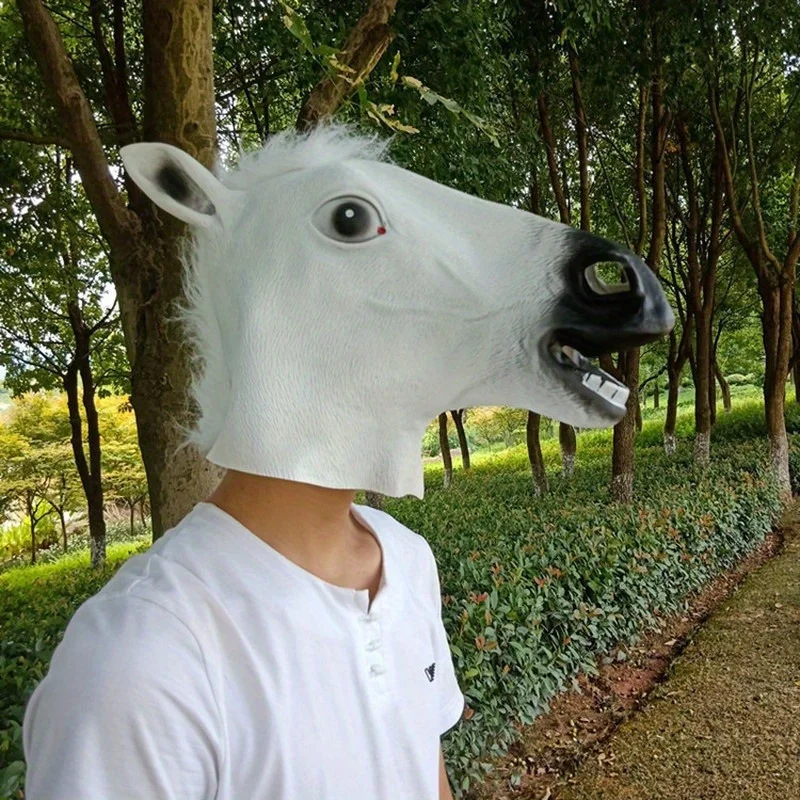 1 Uds. Máscara de cabeza de caballo de simulación disfraz de Cosplay fiesta divertido y divertido Festival máscara de cabeza de caballo tocado