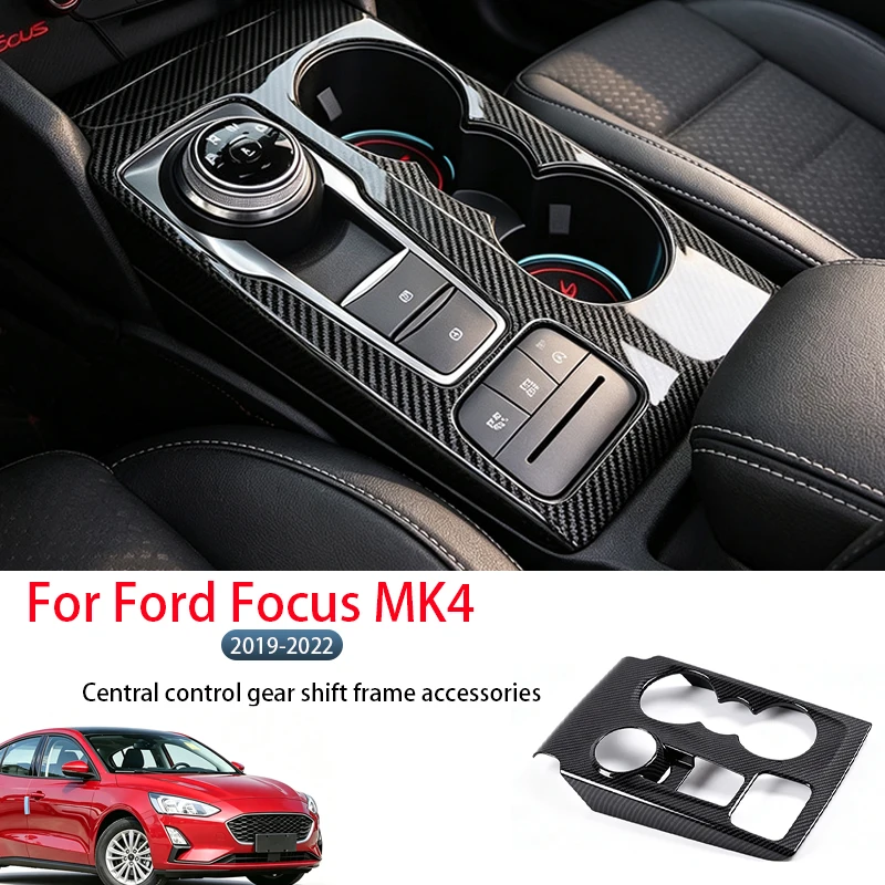 Fit for Ford Focus MK4 2019-2022, abs carbon fiber style center console trim cover, interior modification protective accessory