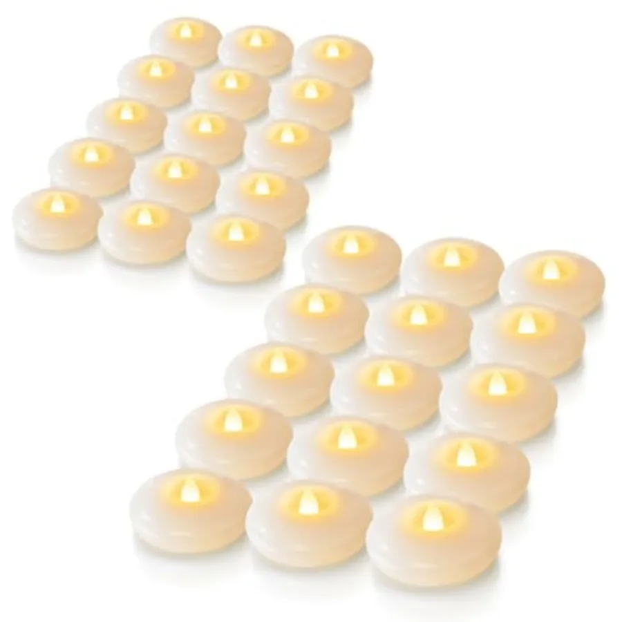 3" Flameless Led Floating Candles 200 Hour White Battery Operate Waterproof Tealights for Cylinder Vases Centerpieces at Weddin