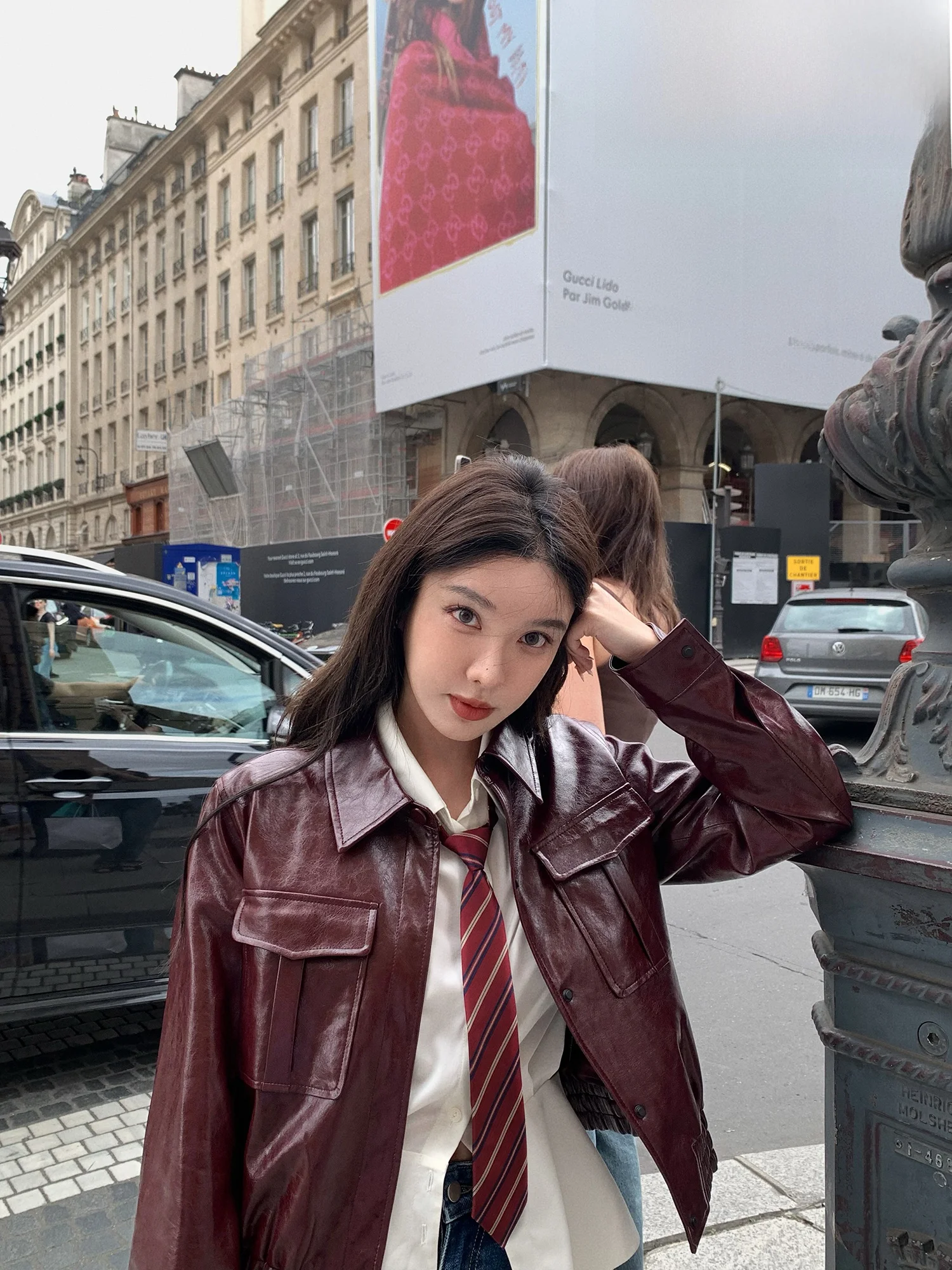 Schweele ベルリンストリート エコオイルワックスレザー ヴィンテージ H ダブルポケットジャケット ハイエンド感覚コート アウター レディースファッション