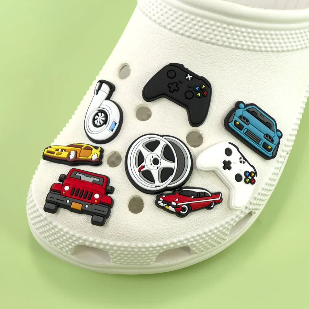 Boy Shoe Charms Car Gamepad Pins for Kids Men Cool Shoe Accessories Gift Creative DIY Decorations Buckle Fit Sandal Ornament