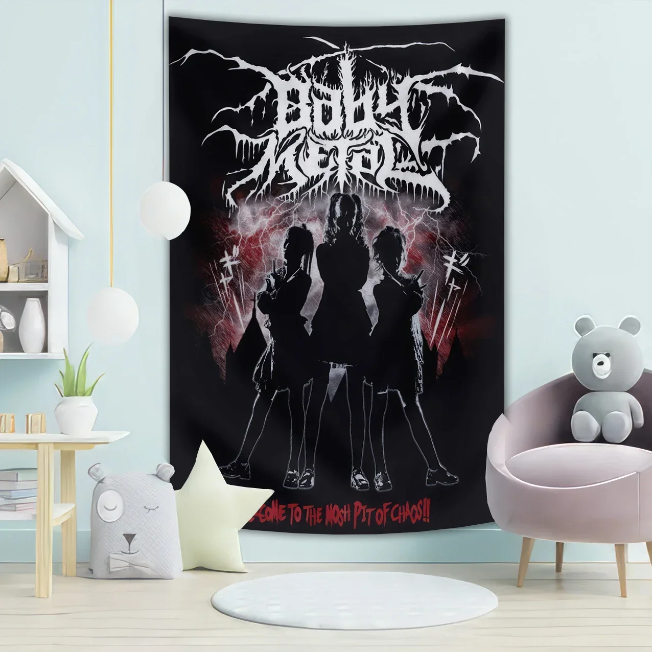 

90X70cm Japanese Girl Rock Mix Poster Big Four-Hole Hanging Cloth Flags Banners Music Studio Bar Cafe Dorm Room Home Decor