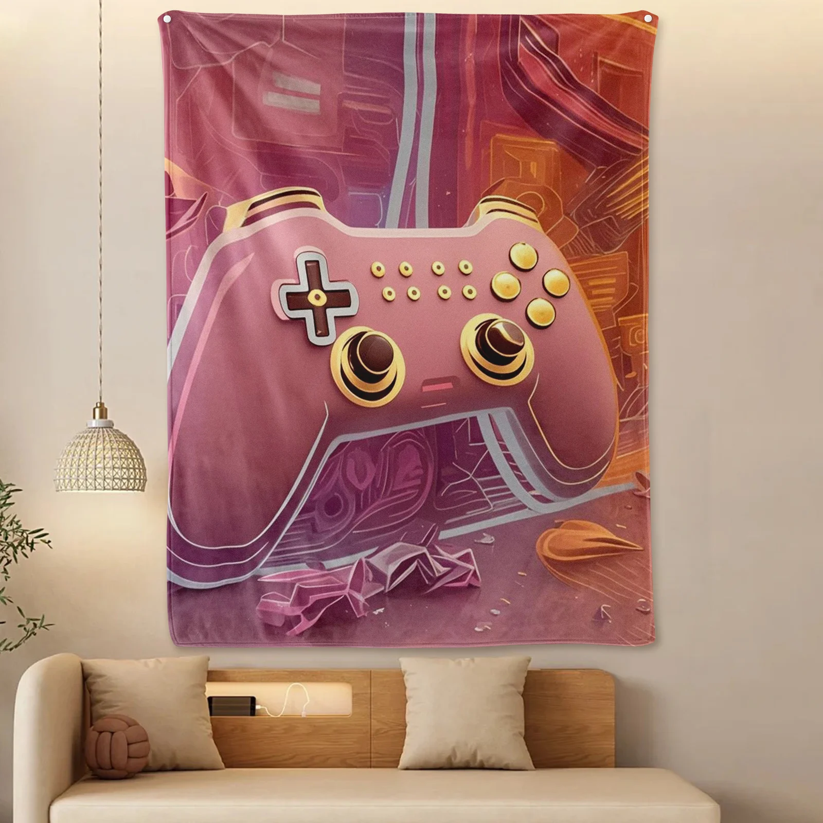 

Vibrant Pink Gaming Console Tech Inspired Blanket For A Bold And Cool Addition To Your Modern Home Decor And Gaming Space