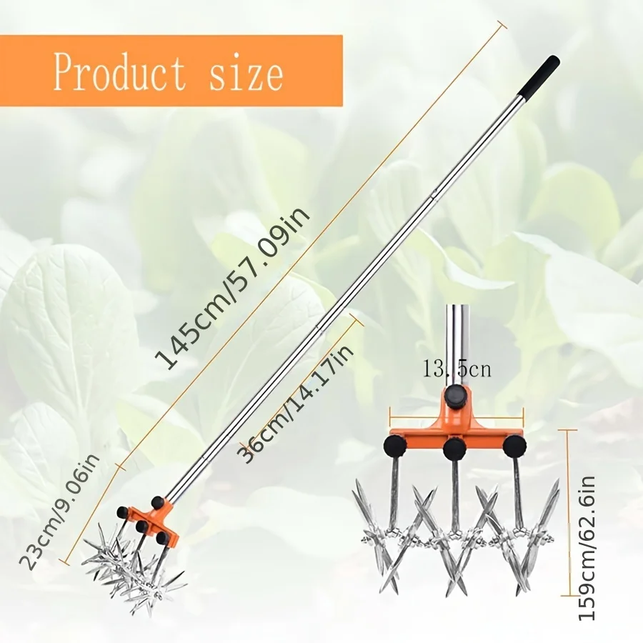 Adjustable removable manual gardening grower stainless steel rod for easy lawn seeding Loose garden hand tools