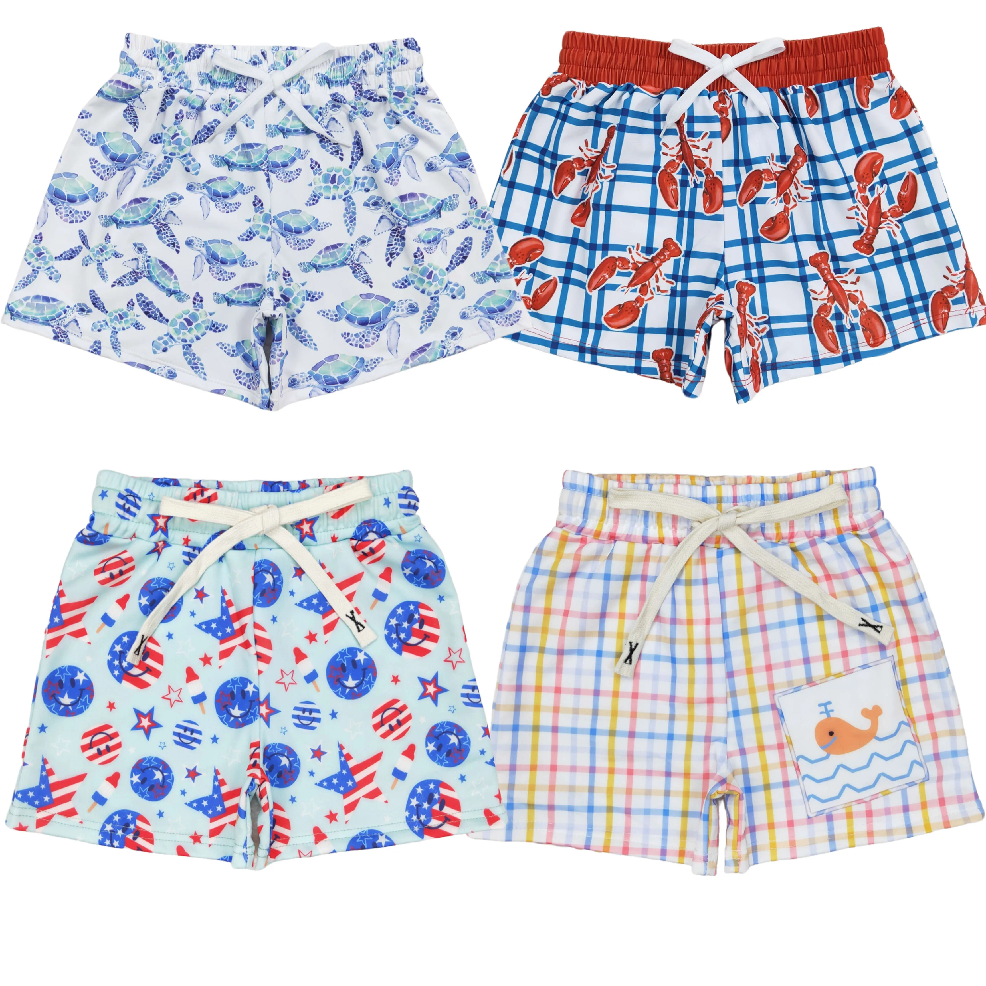 Wholesale Baby Boy Swimming Trunks Beachwear Children Toddler Fish Shorts Kid Swimsuit Children Summer Blue Swimwear Clothing