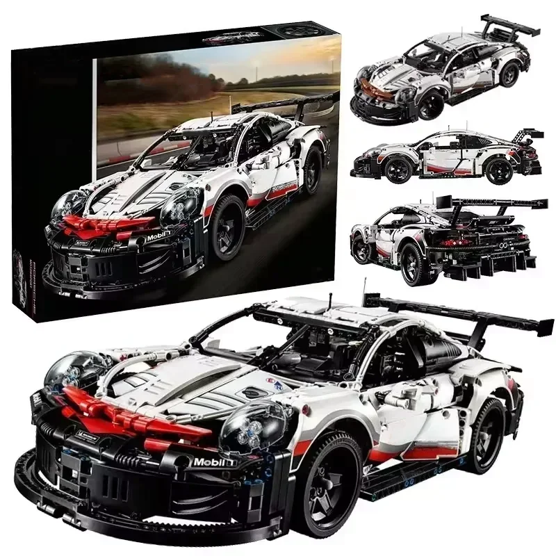 1600+Pcs 1:10 Assembled Building Blocks Compatible 42096 Electric Sports Car Model Remote Control with Lights DIY Birthday Gifts