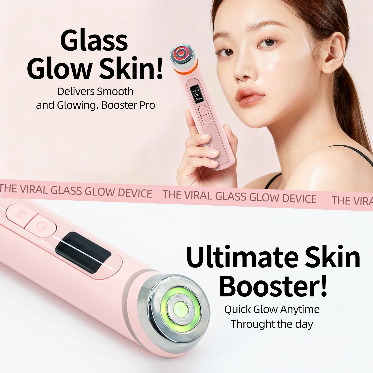 Appareil de beauté multifonctionnel quatre couleurs, avec 4 modes : absorption améliorée, éclat, élasticité, contour du visage, avec 4 modes