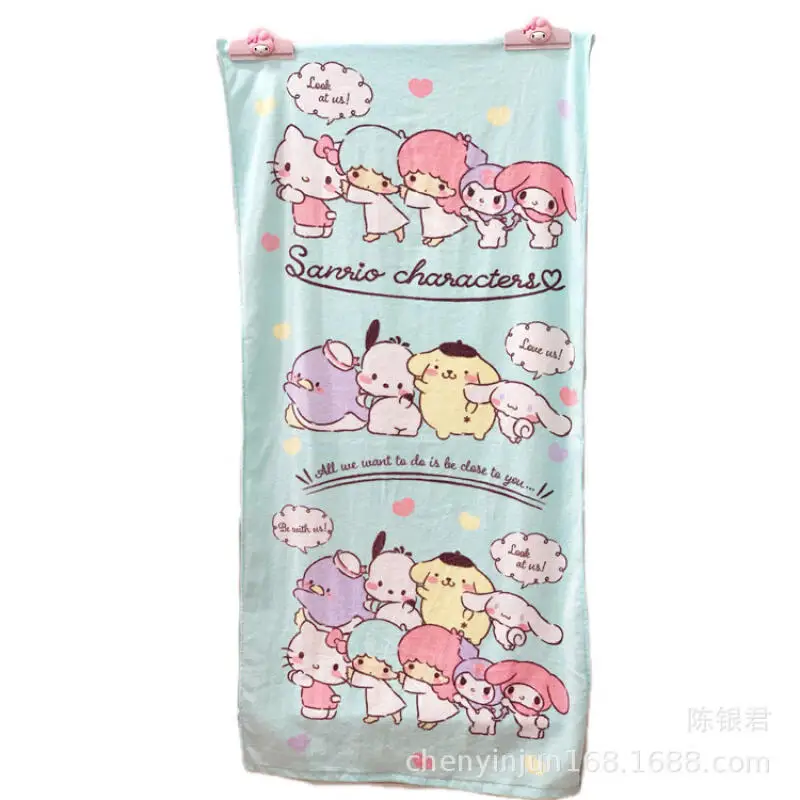 Cartoon Hello Kitty Bath Towel Kawaii Ku-Romi San-Rio Anime Student Bath Towel Beach Towel Throw Blanket Cotton Absorbent Towel - view 6