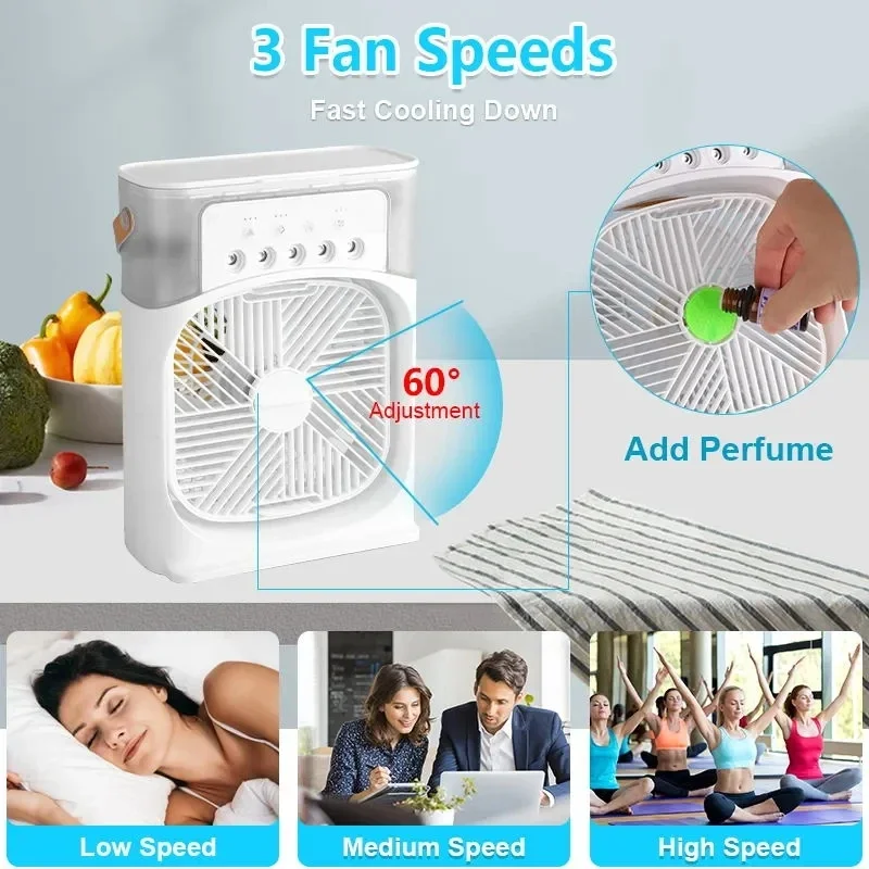 Portable 3 In 1 Humidifier Fan AIr Conditioner Household Small Cooler Hydrocooling Air Adjustment 3 Speed Fans For Home Office