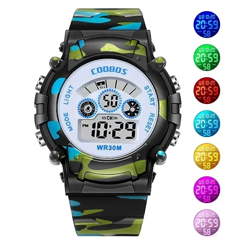 Shoous CamSolomon-Montres pour enfants, flash LED coloré, alarme numérique pour garçons et filles, horloge créative antisismique pour enfants