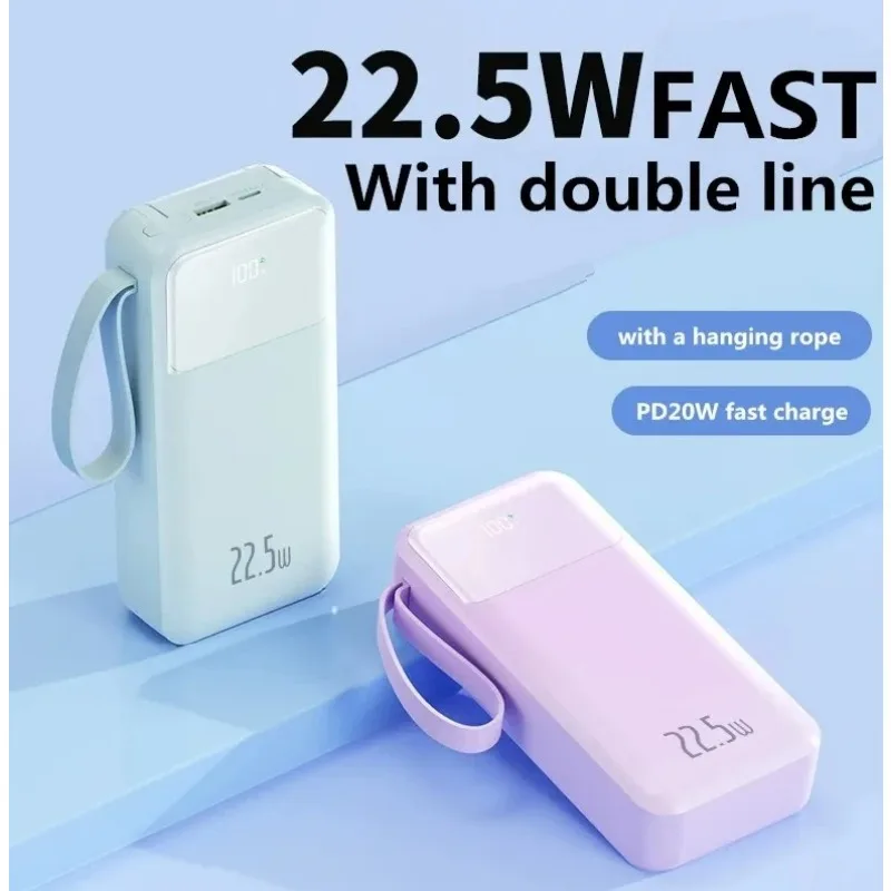 Super Grote Capaciteit 30000Mah Met Ingebouwde Kabel Power Bank Super Snel Opladen 22.5W Bidirectionele Pd 20W Voor Iphone Xiaomi