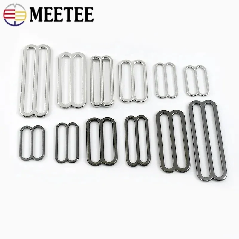 30Pcs Meetee 6-50mm Metal 8-shaped Tri-Glide Buckles Bra Rings Sliders Strap Adjust Hook Buckle Clsap DIY Bags Garment Accessory