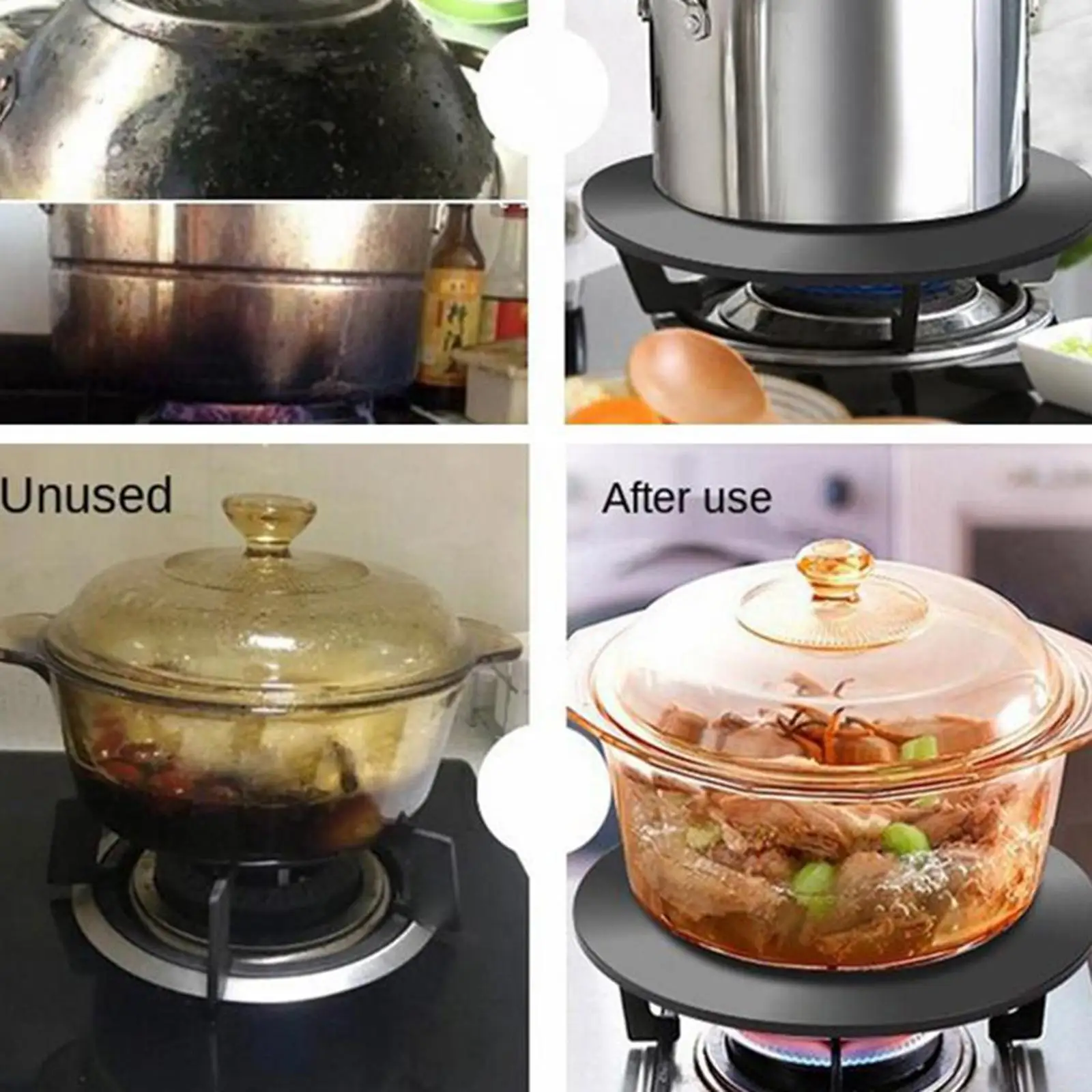 Kitchen Heat Diffuser Plate Aluminum Conduction Foldable Handle Double Sided Defrost Tray for Gas Stove Top