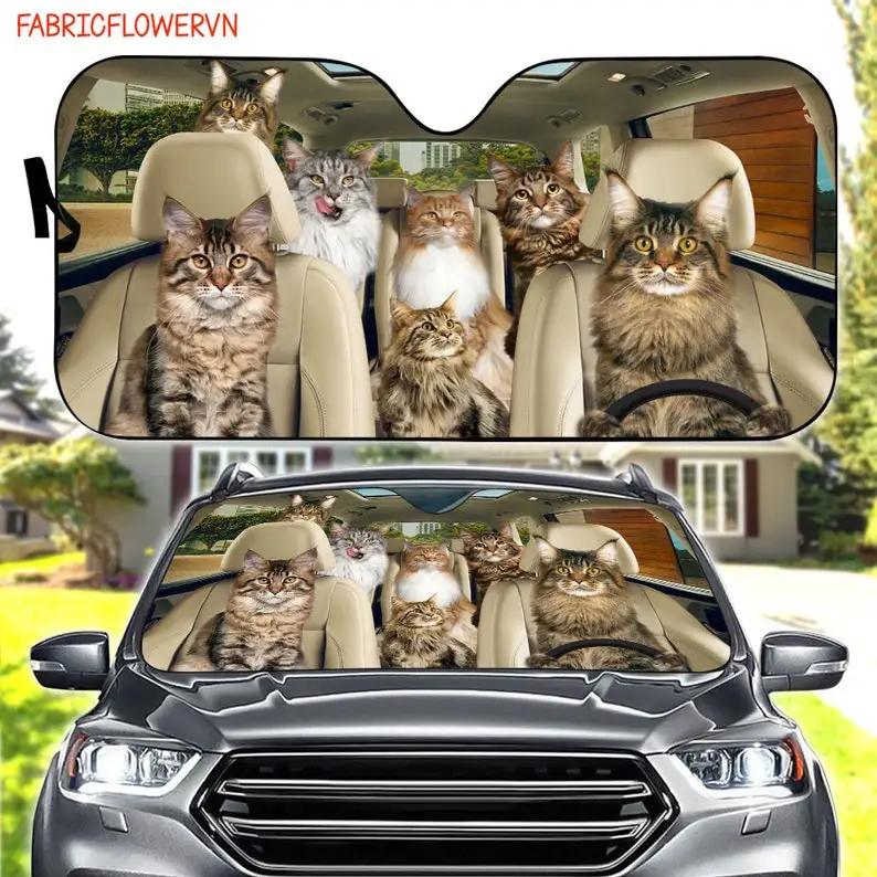 

Maine Coon Cat Car Sunshade, Maine Coon Cat Car Decoration, Cat Windshield, Cat Lovers Gift, Cat Car Sunshade, Gift For Mom, Gif