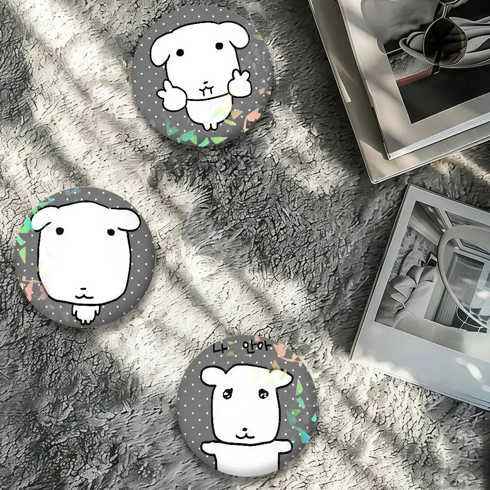 Cartoon G-Ganadi Black White and Gray Dog Cat Laser Badge Creative Pins Brooch for Bag Clothes Hat Decor Gifts Fans Collect