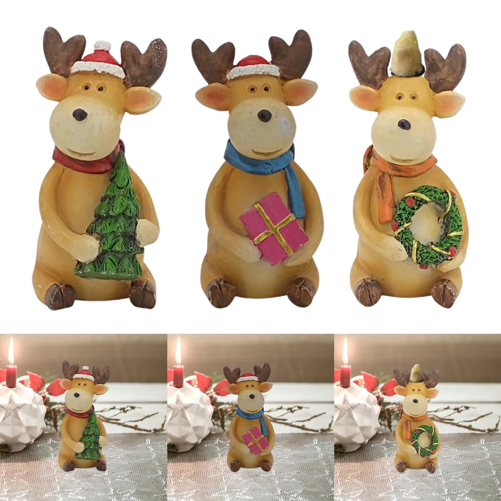 Reindeer Ornament Desktop Bedroom Decoration Bathroom Living Room Fireplace Collectibles Mantle Christmas Resin Elk Figurine