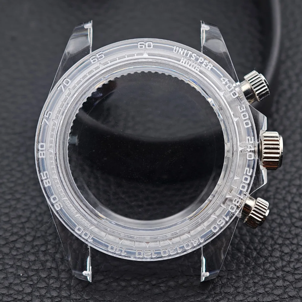 

39.5mm VK63 Movement Transparent Men's Watches Case Fit VK63 Movement Case Watch Accessories Watch Parts Fits 20mm Strap Watch