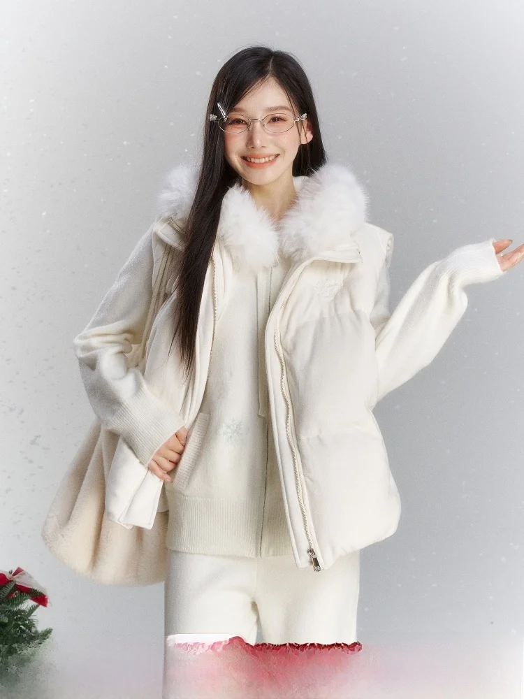 

ELEVEN SP Зимняя новая хлопковая жилетка-куртка женская в корейском стиле, теплая верхняя одежда, многослойный дизайн, удобная для повседневной носки