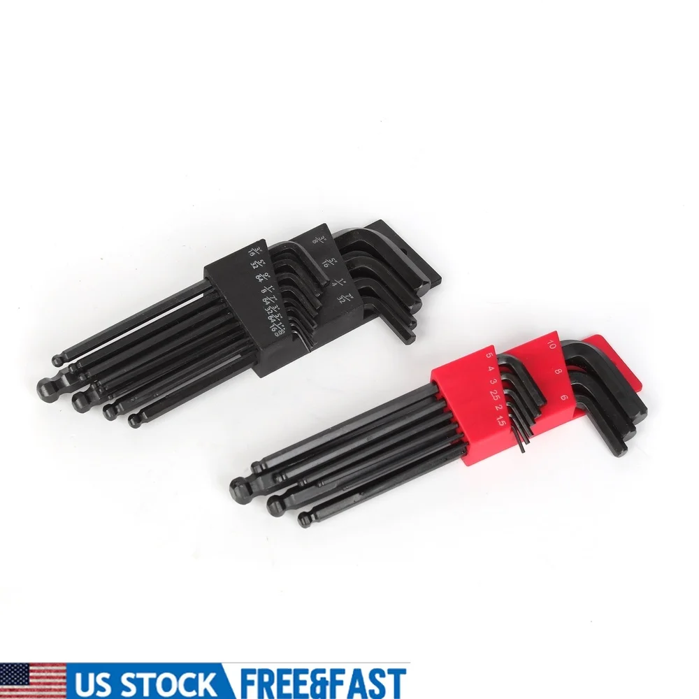 

Набор шестигранных ключей с длинным рычагом, 22 предмета, метрический инструмент для хранения SAE, идеально подходит для больших размеров, включает держатель