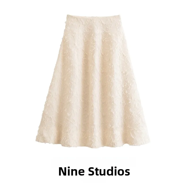 

Пушистый ter Ne Dr с кисточками и высокой талией, повседневная универсальная женская юбка трапециевидной формы с высокой талией, европейская смесь хлопка