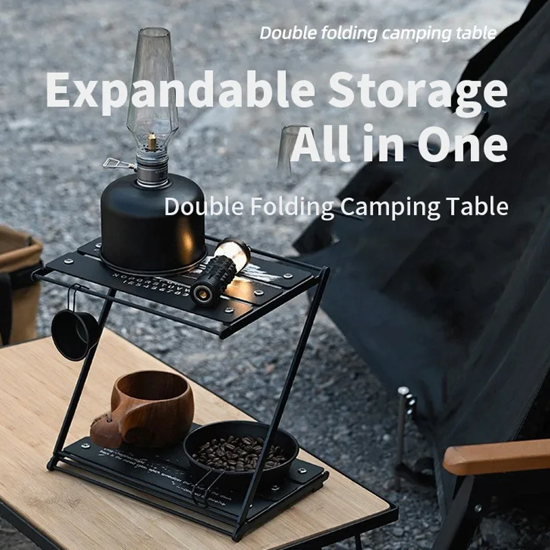 ShineTrip Outdoor Camping Desktop Folding Stand Aluminum Portable All-in-One Multifunctional Camping Storage Z-Table