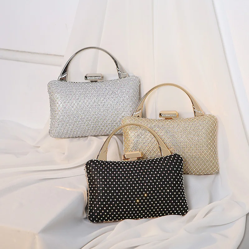 

Metallic Diamond Embedded Clutch Bag Evening Par Dr Handbag Women's New Sle Cross-Border Handbag Hard Square Bag