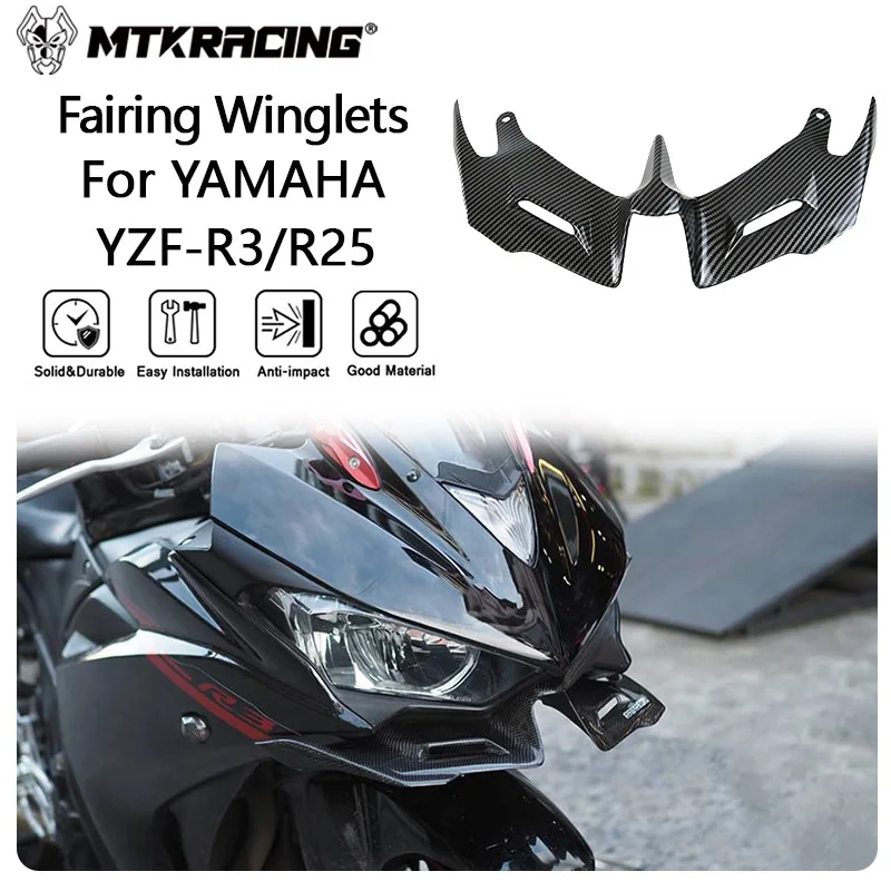 MTKRACING Deflector For YAMAHA YZF-R3 YZF-R25 2014-2018 Front Fairing Winglets Wing Shell Cover Protection Guards Kit