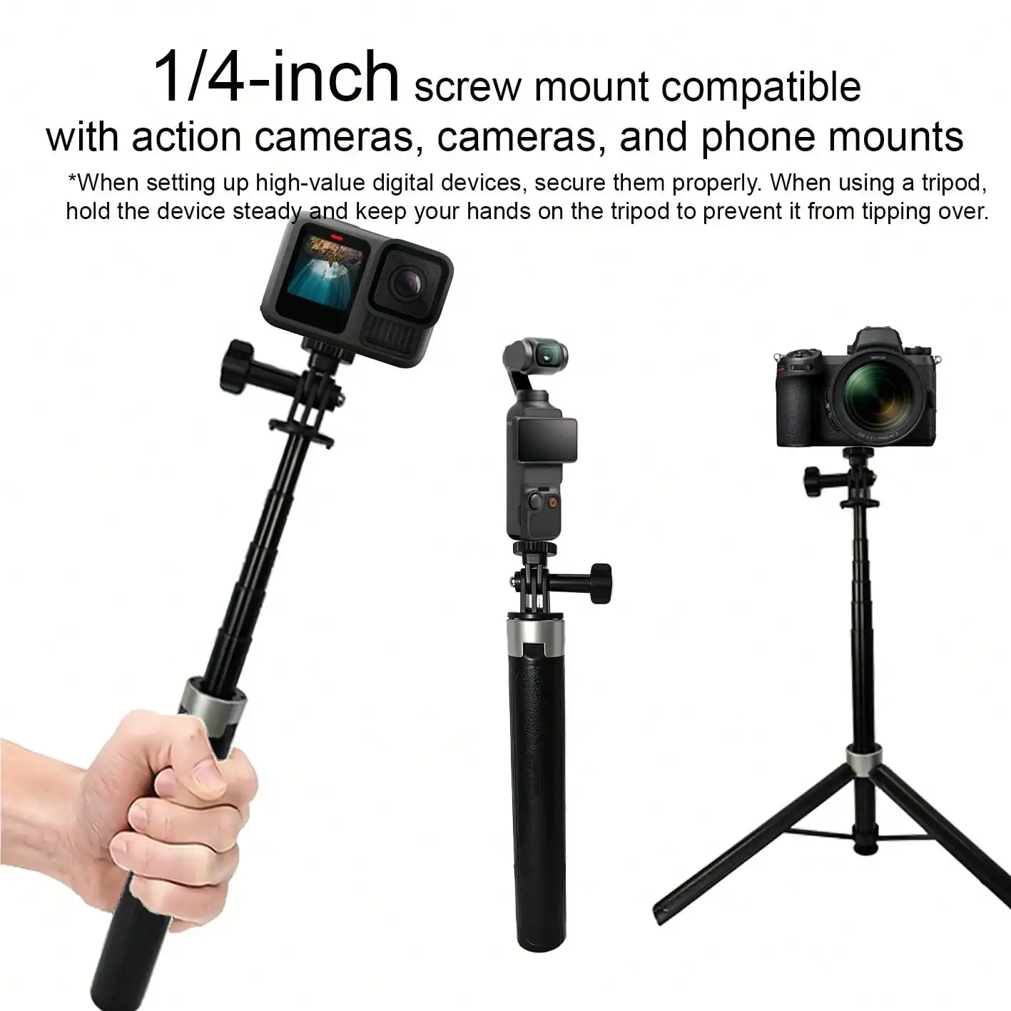Telescopic 2-in-1 Selfie Stick Tripod