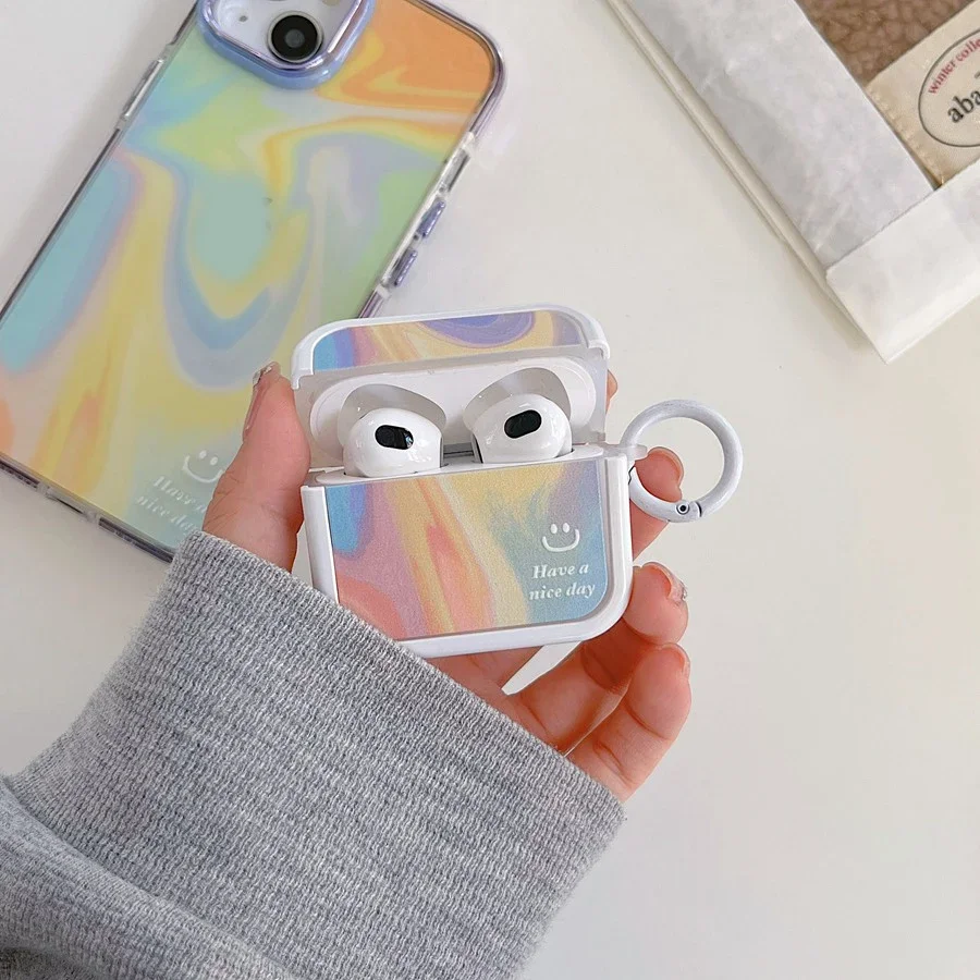 Capa colorida do arco-íris para Airpods Pro, Silicone TPU Case, Fone de ouvido, Airpods 2, 3 Pro, Airpods 2, 3