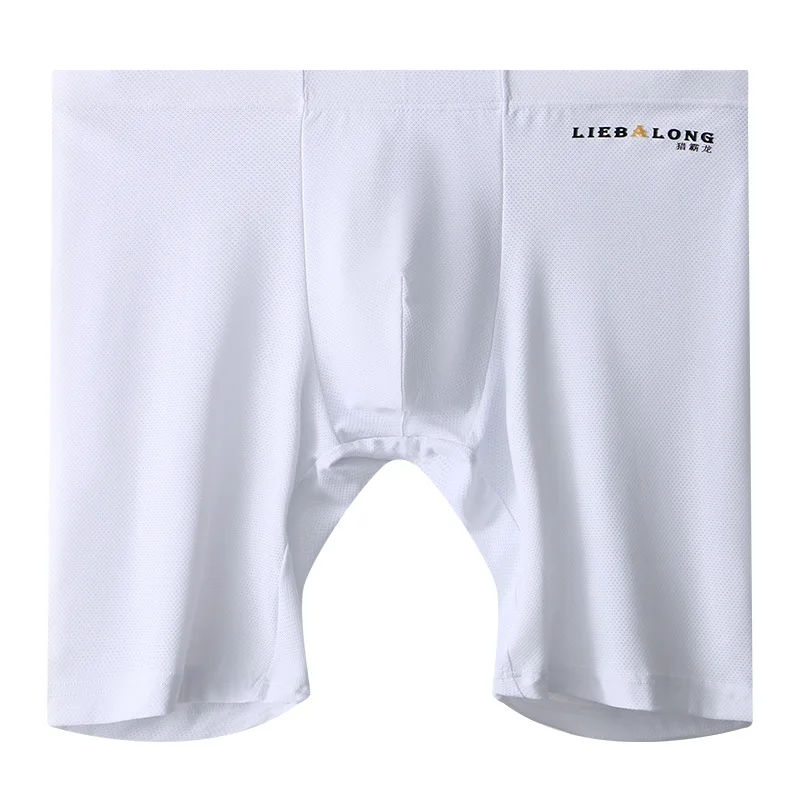 

Men's Bulge Boxy Underwear Anti-Chafing Long Leg Boxer Briefs Mesh Ice Silk Breathable Panties for Sports Comfortable Sweatpants