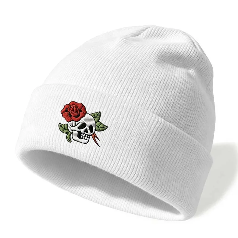 New LA letter side earth embroidery unisex casual beanie hat, personalized hip-hop fashion, winter warm knit soft hat, skull ha