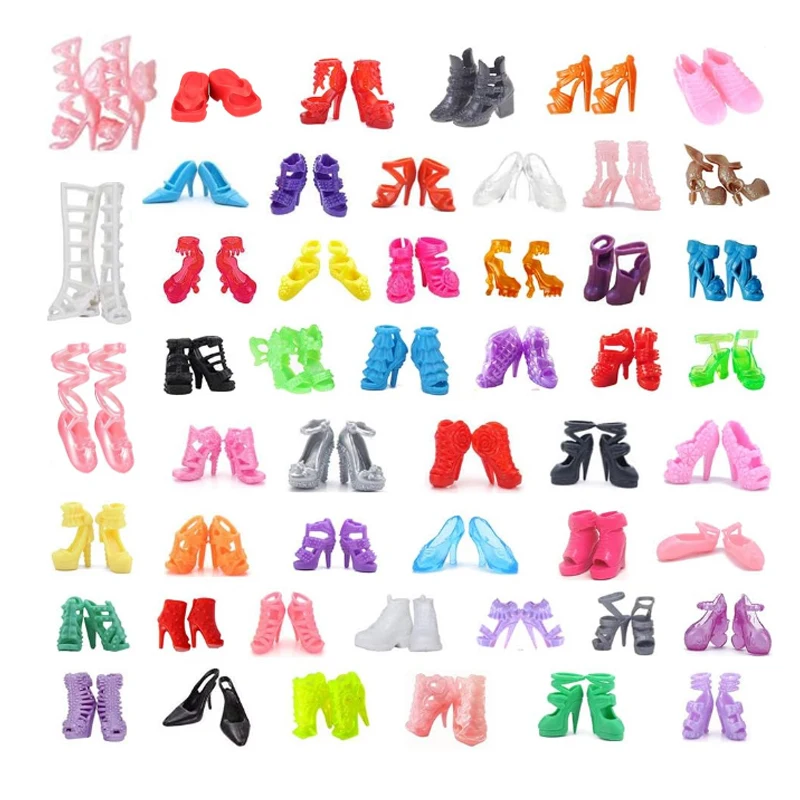 50 Pairs Doll Shoes High Heel Shoes Doll Boots Flat Shoes Set for 11.5 inch Girl Dolls Different Assorted Colors Fashion Shoes