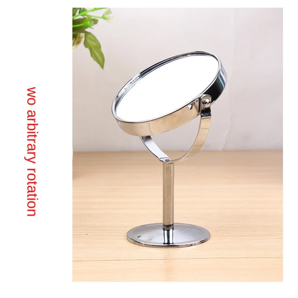360° Rotatable Double Sided Vanity Mirror 1:2 Magnifying Iron- Alloy Desktop Stand Mirror Direct Color Oval