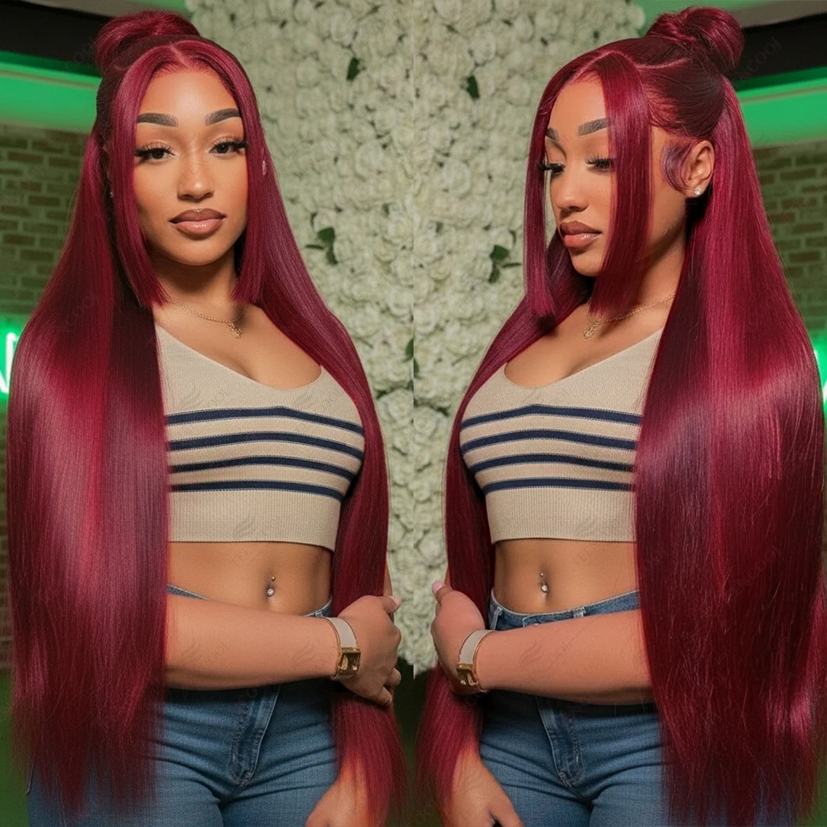 

99J Цветные кружевные передние человеческие волосы Парик Прямые бордовые 13x4 13x6 HD Прозрачные кружевные фронтальные парики Красные парики для женщин 30 36 дюймов
