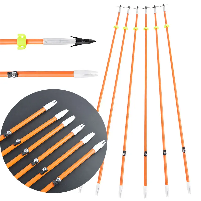 

6/12 Pcs Bowfishing Arrow OD 7.8mm Hunting Arrowhead Safety Slides Solid Fiberglass Arrow Bow Fishing Hunting Archery Arrows