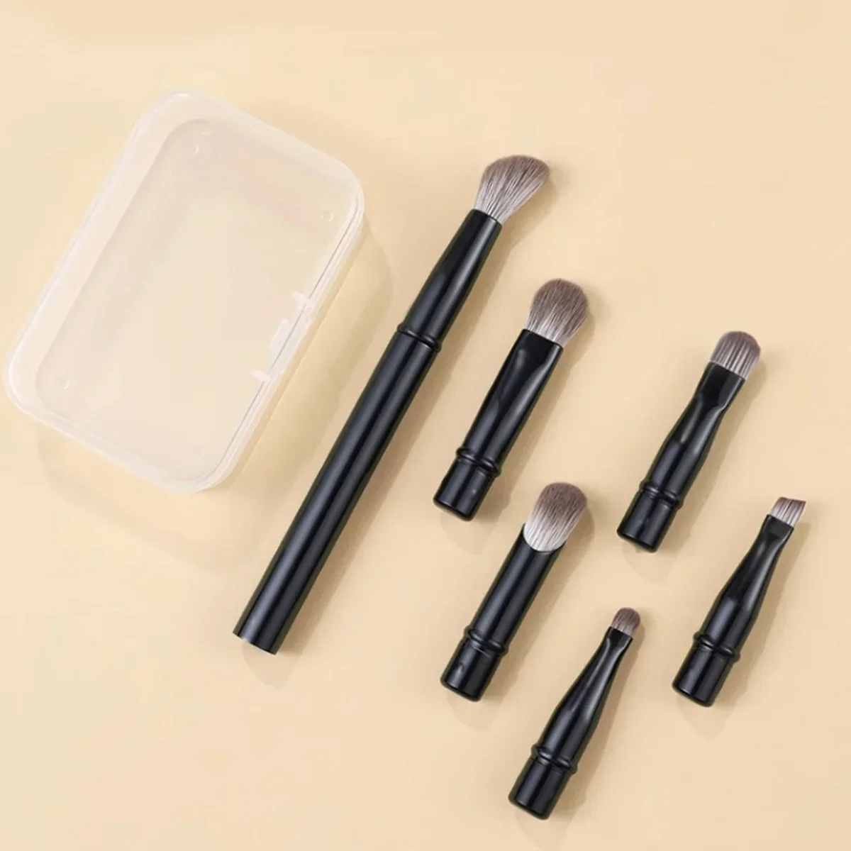 6Pcs Mini Travel Makeup Brushes Set with Box Portable Cosmetic Powder Foundation Blush Blending Concealer Make Up Brushes Set