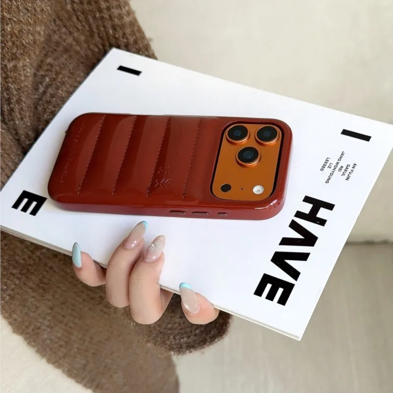 Korean Fashion Ins Style Solid Color 3D Puffer Glossy Phone 