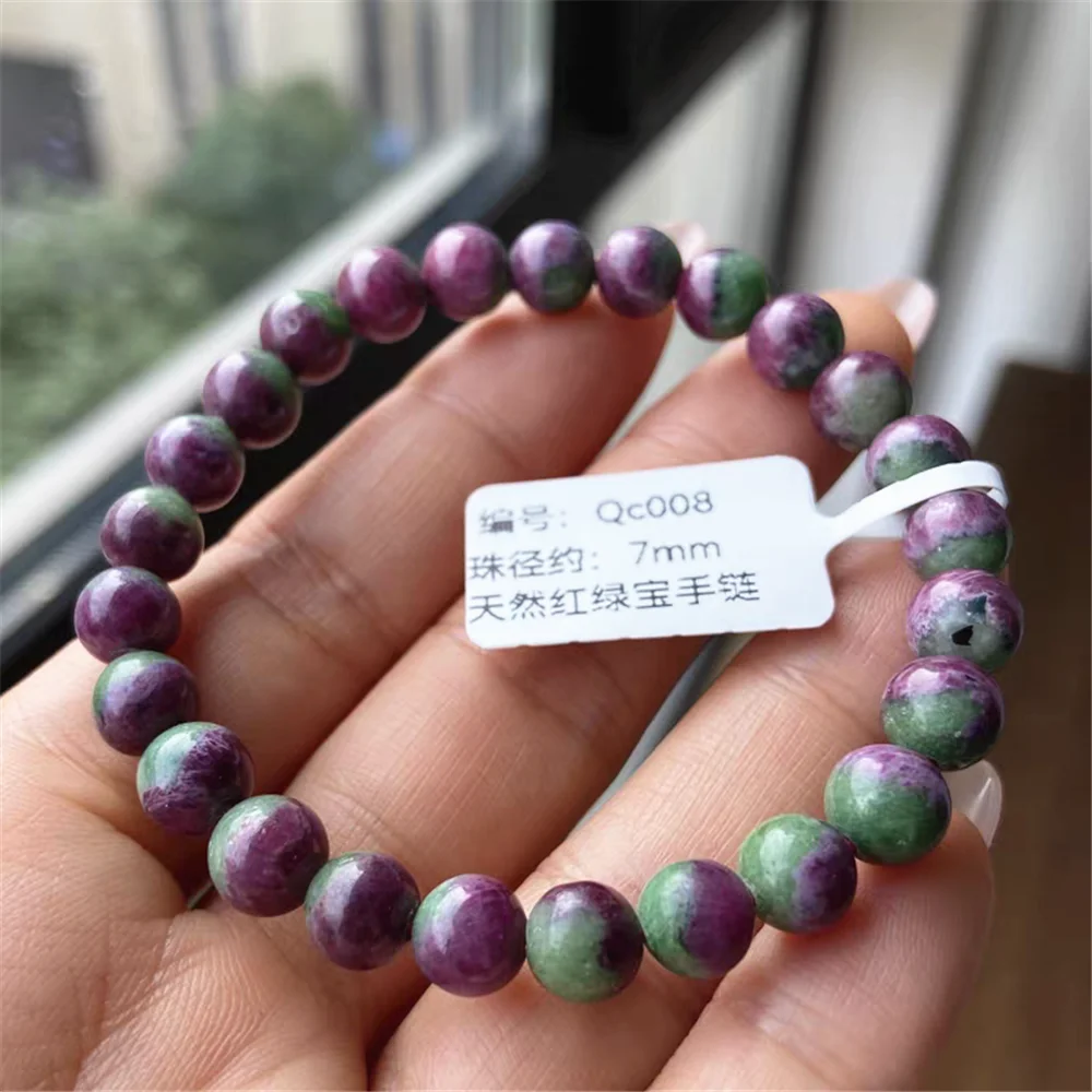 Natural Red Ruby Round Beads Bracelet Gemstone Stretch Stone Women Men Red Green Watermelon Ruby Jewelry AAAAA