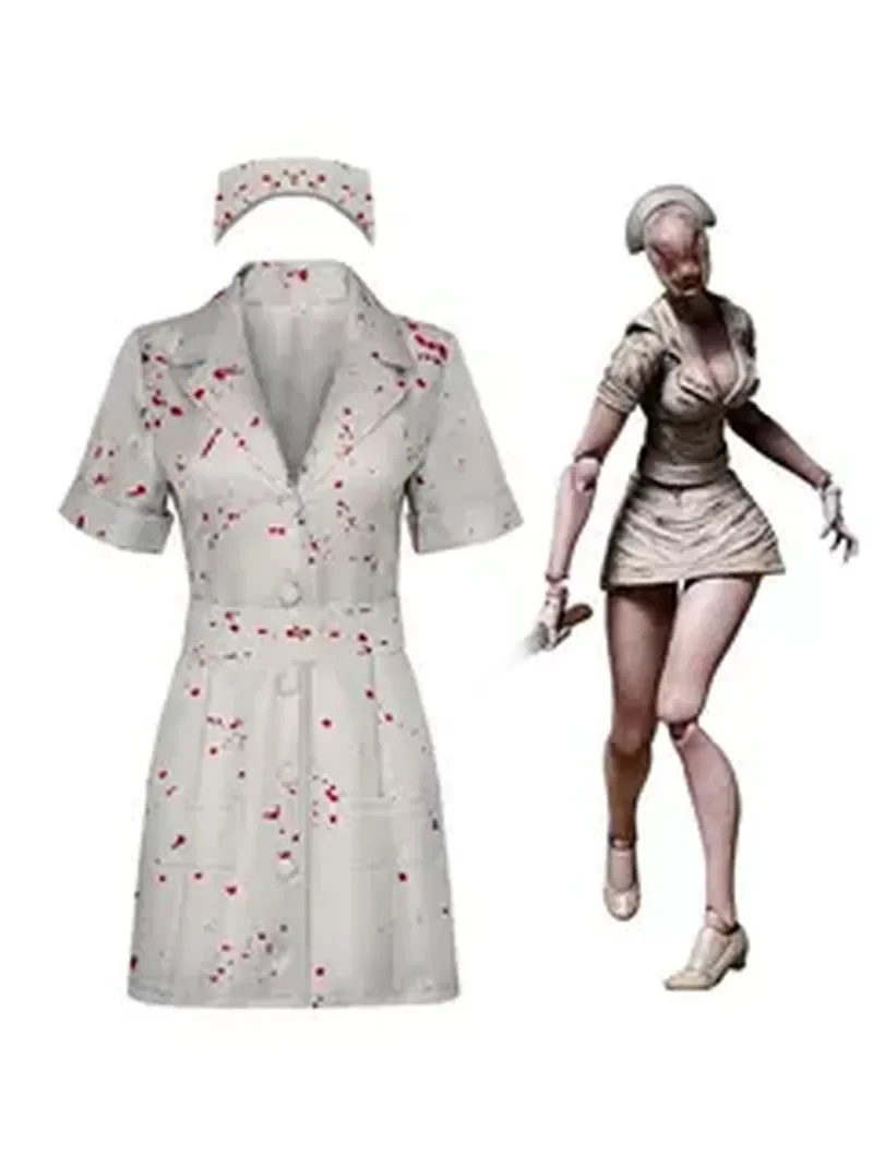 Silent Hill 2re Female Nurse Coswear Silent Hill Remastered Horror Zombie Nurse Role-Playing Cosplay Halloween Horror Costume