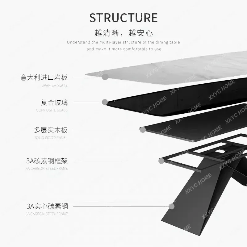 Jimported 3MM ultra-thin rock slab modern minimalist household large apartment villa rock slab dining table