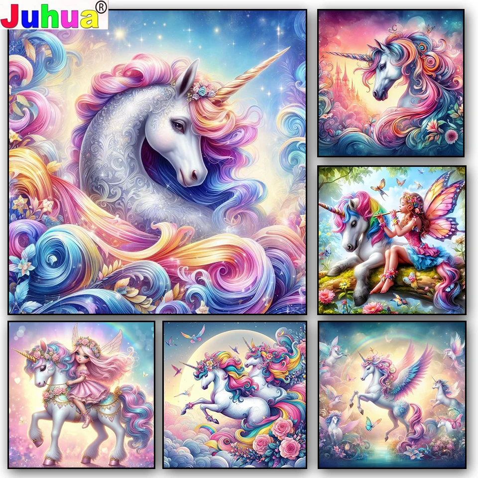 Unicorn and Angel Girl DIY diamond painting New 2025 Full Diamond Mosaic Cross Stitch Embroidery Kit Cartoon animals Home Decor