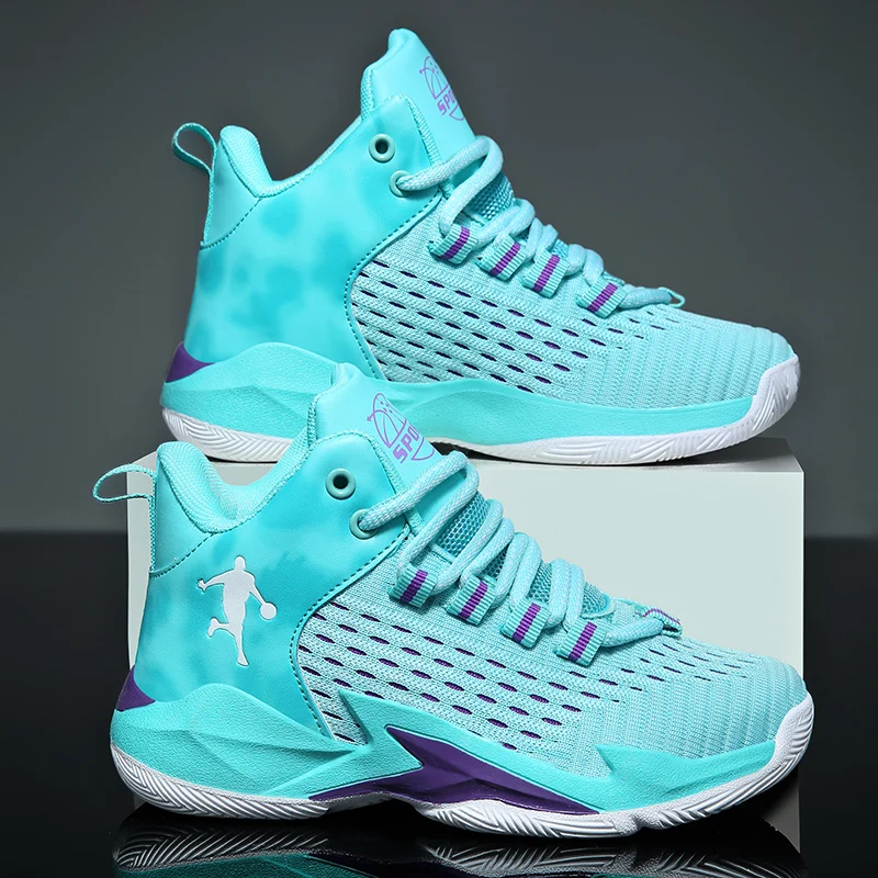 

A pair of children's four-season high-top mesh basketball shoes, wear-resistant and comfortable sneakers, size 30-40，CT-685