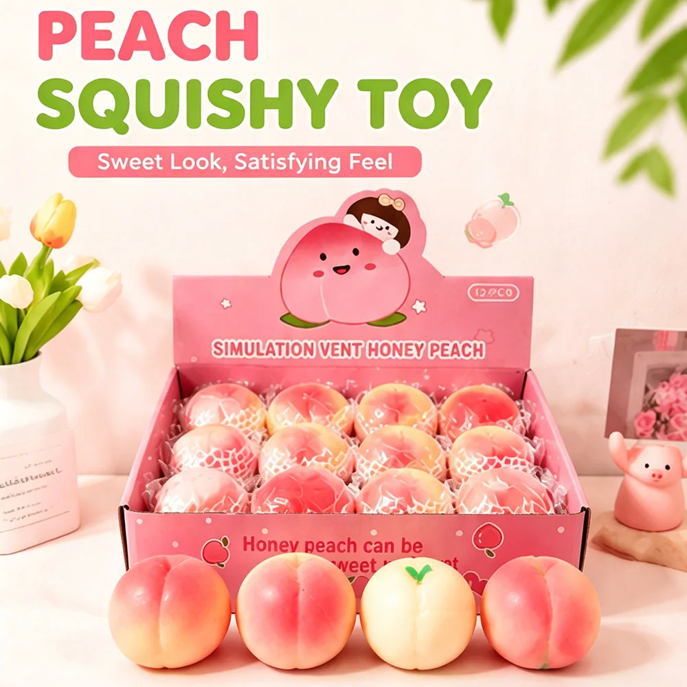 Fruit Artificiel Anti-Stress Pêche Zen – Esthétique et Doux à Presser pour une Concentration Profonde – Décoration de Bureau, Gadget Anti-Anxiété, Idée Cadeau