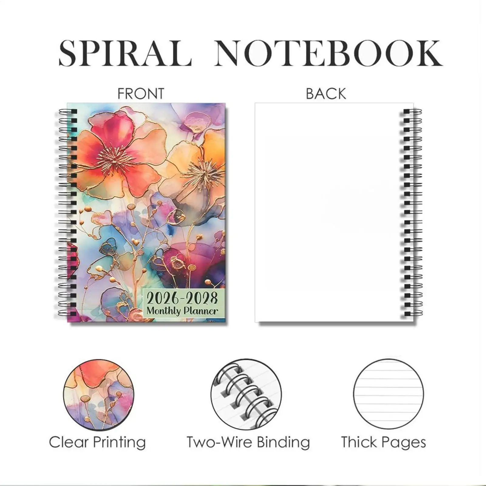 สมุดวางแผนรายเดือน A5 ปี 2006-2008 สมุดบันทึกประจำปี สมุดจดบันทึกธีมดอกไม้สุดหรู สมุดวางแผนรายเดือน 3 ปี สำหรับนักเรียนและครู