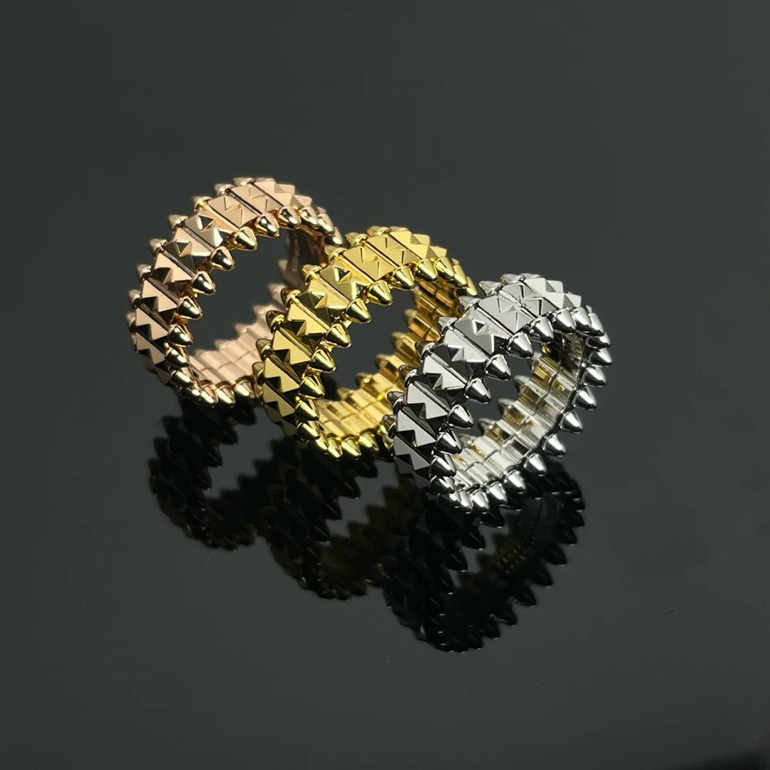 

French style 925Style Riveted Bullet High QualityRings For Women Punk Gold Color Creative Ring Broad Surface Finger Jewelry Gift