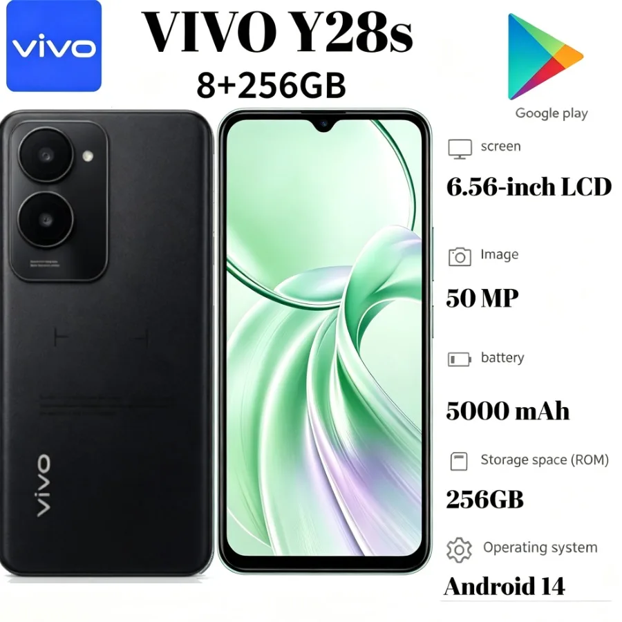 2026 Newest Model VIVO Y28s Smartphone 8GB RAM 256GB ROM, 6.56‑Inch 90Hz LCD Screen, 50MP Main Camera, 5000mAh Battery Android 1