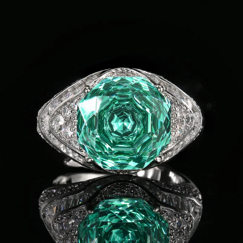 

New jewelry with copper base and gold plating, Para Green elegant round ring for women, 12mm, wholesale