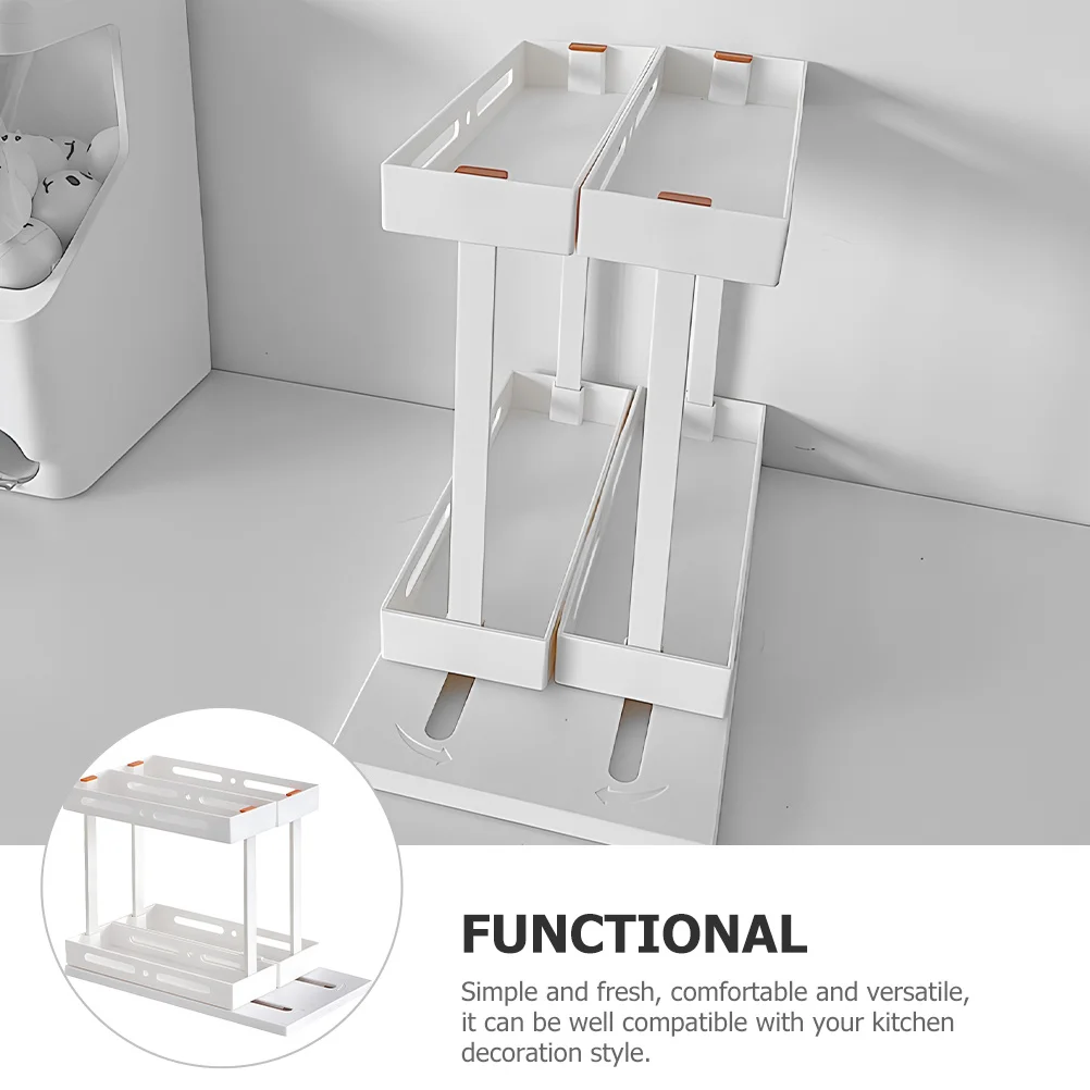 

Kitchen Pull-Out Storage Organizer White Tall Design Space Saving Kitchen Cabinet Organizer Under Sink Storage Rack Countertop