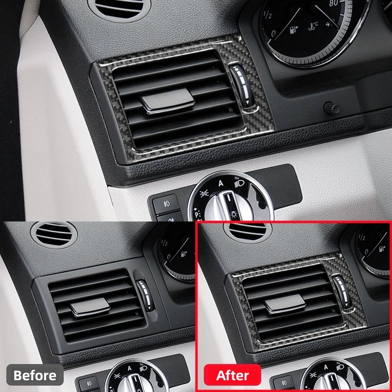 For Mercedes Benz C Class W204 2007-13 Car Accessories Central Control Air Conditioning Outlet Decor Frame Carbon Fiber Stickers