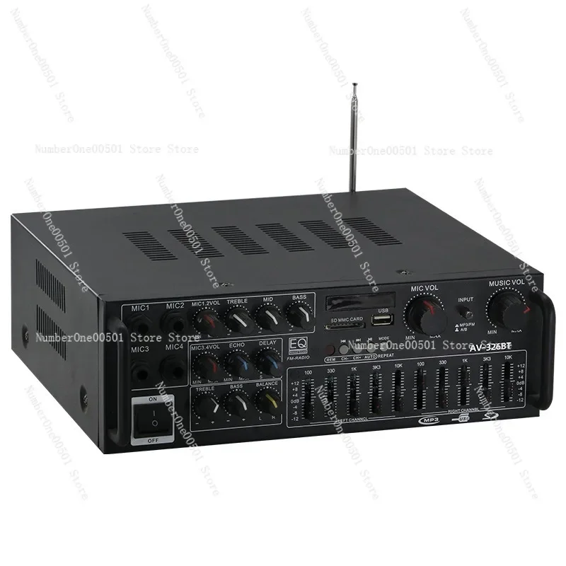 

Высокомощный домашний/автомобильный аудиоусилитель 12 В/220 В с функцией эквалайзера Bluetooth для караоке для внутренней и наружной развлекательной системы